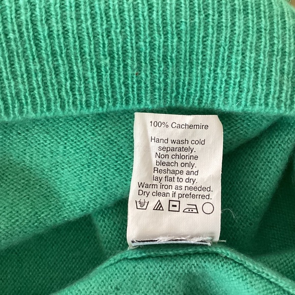 J Crew 100% Italian Cashmere V-Neck Long Sleeve Teal Green Sweater Oversized - Picture 7 of 7